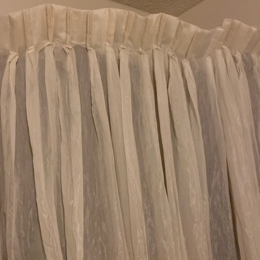 I panel white sheer pinched pleated drape 48” x69”
